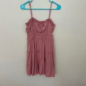 Pink Ruffled Spaghetti Strap Dress